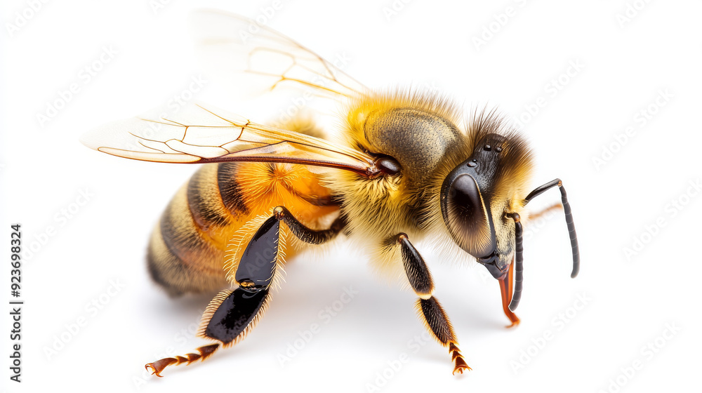 Golden bee isolated against a white background. Golden bee isolated against a white background.