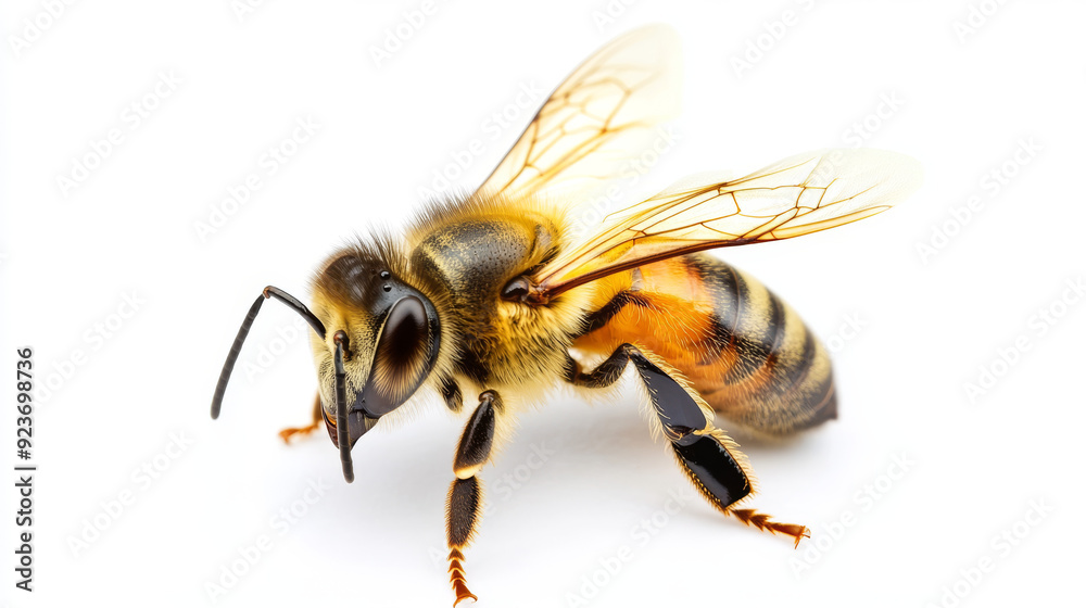 Golden bee isolated against a white background. Golden bee isolated against a white background.