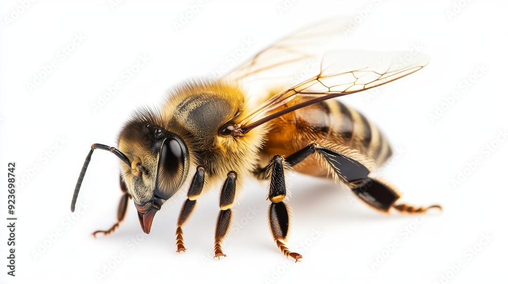 Golden bee isolated against a white background. Golden bee isolated against a white background.