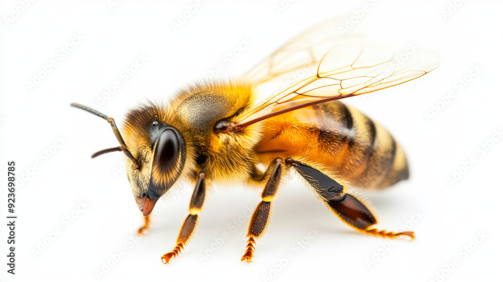 Golden bee isolated against a white background. Golden bee isolated against a white background.