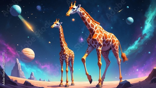 gus the galactic giraffe a giraffe who explores outer game concept cartoon photo