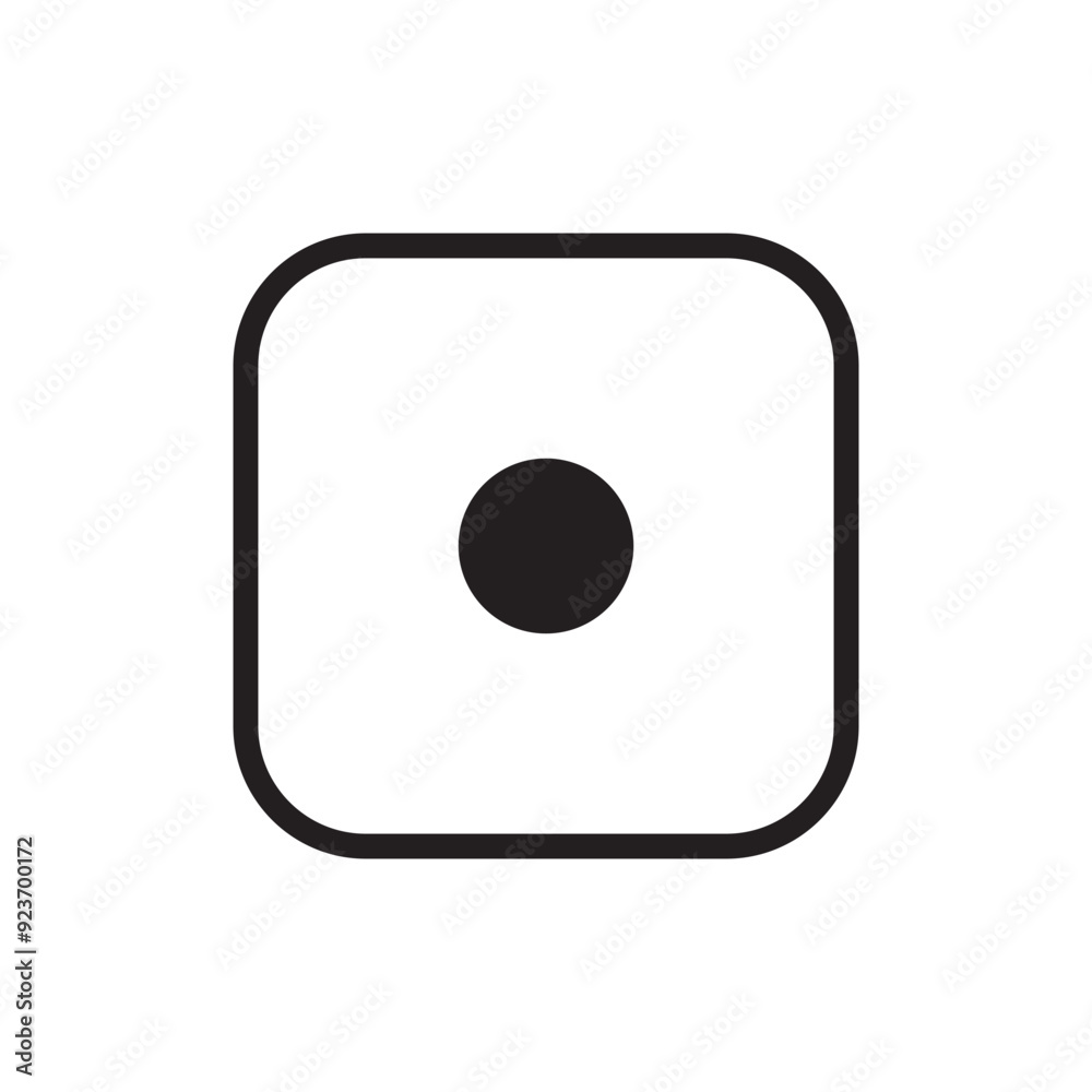 Dice flat icon one of six parts simple design vector illustration, black and white icon. Dice flat icon one of six parts simple design vector illustration, black and white icon.