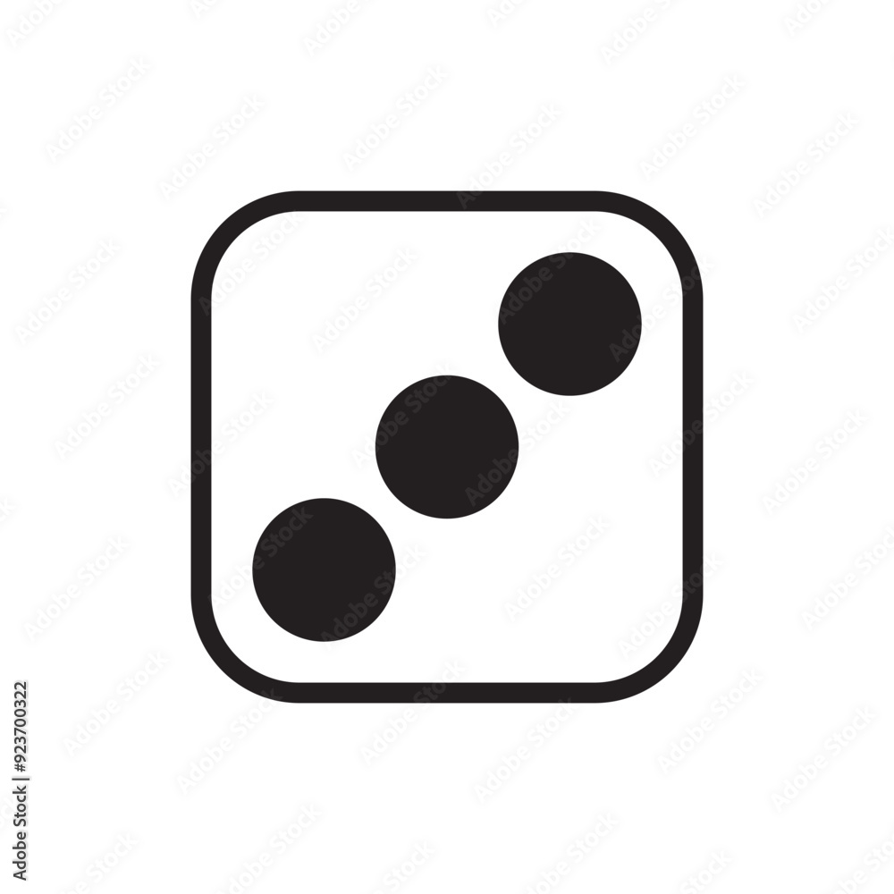 Dice flat icon three of six parts vector illustration. 