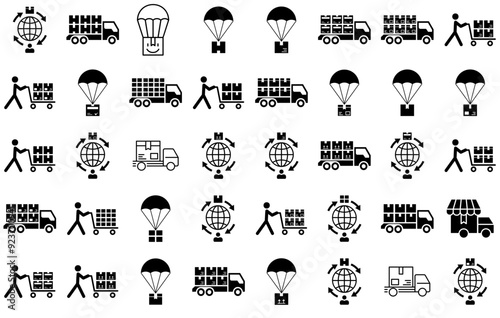 A Collection Of Dropship Icons Web Header Banner Design Containing Shopping,Drop-Ship,Ecommerce,Mobile-Shopping,Shopping-Online Infographic Simple Vector Illustration Logo