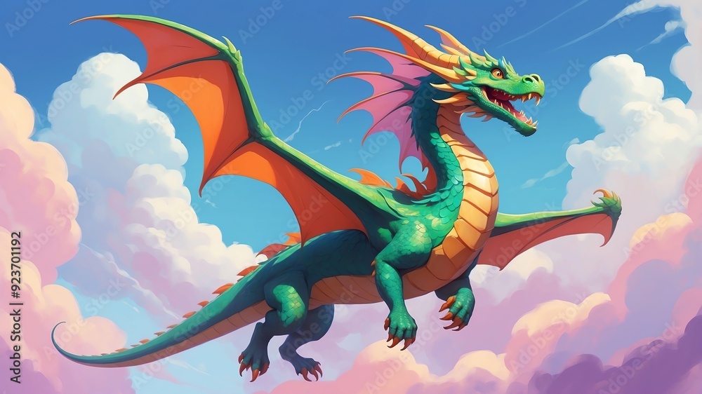 Fototapeta premium sasha the sky serpent a dragonlike serpent who flies t game concept cartoon