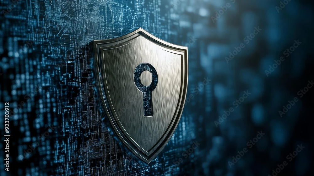 Fototapeta premium Sign of Digital Security & Cybersecurity technology. Symbol of digital safety, protection and trust.