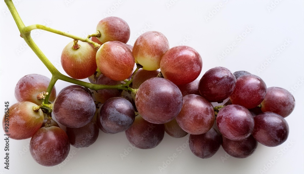 Upper view far from fresh and succulent grapes mature in the white background, generative IA Upper view far from fresh and succulent grapes mature in the white background, generative IA