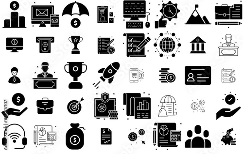 Set Of Business Icons Web Header Banner Design Containing Cash,Chart,Finance,Business,Money Business Infographic Elements Logo Vector Illustration