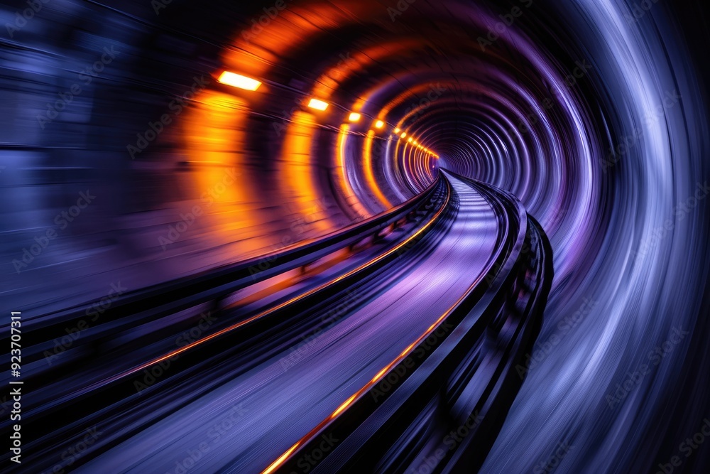 Abstract Tunnel with Orange and Purple Lights and a Long Exposure Abstract Tunnel with Orange and Purple Lights and a Long Exposure
