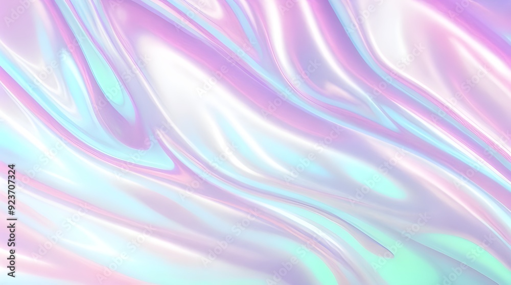 Holographic background seamless trendy iridescent light foil texture. Soft holographic pastel unicorn marble background pattern. Modern pearlescent blurry abstract swirl illustration.	
