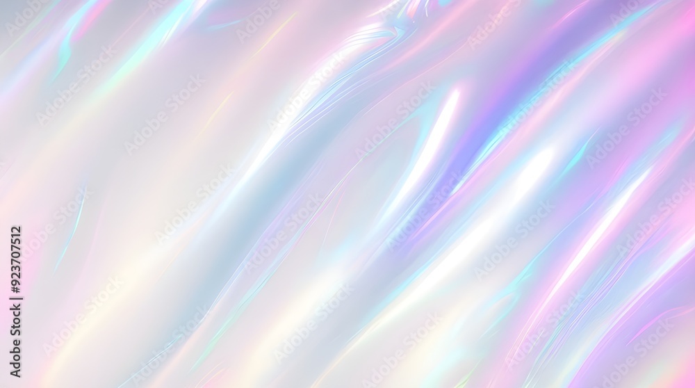 Obraz premium Holographic background seamless trendy iridescent light foil texture. Soft holographic pastel unicorn marble background pattern. Modern pearlescent blurry abstract swirl illustration. 
