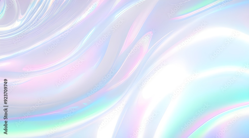 Obraz premium Holographic background seamless trendy iridescent light foil texture. Soft holographic pastel unicorn marble background pattern. Modern pearlescent blurry abstract swirl illustration. 