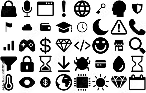 Set Of Basic Icons Web Header Banner Design Containing Deadline,Money,Summer,Clock,Dollar Set Vector Flat Line Icons
