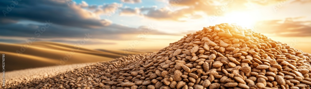 A stunning image of a sunlit pile of grains against a dramatic sky, capturing the essence of agriculture and natural beauty. A stunning image of a sunlit pile of grains against a dramatic sky, capturing the essence of agriculture and natural beauty.