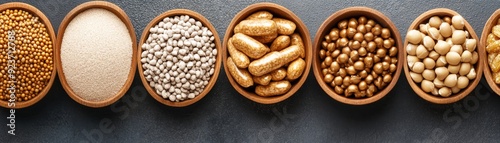 A variety of raw, organic seeds displayed in rustic bowls, showcasing natural textures and colors for healthy living concepts.