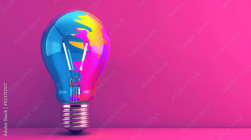 Dynamic Colorful Light Bulb, a vivid representation of creativity and innovation, ideal for branding and design projects, showcasing bright colors and energy. Dynamic Colorful Light Bulb, a vivid representation of creativity and innovation, ideal for branding and design projects, showcasing bright colors and energy.
