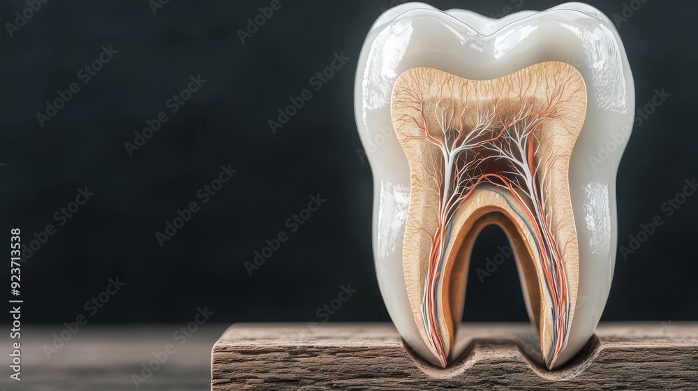 Detailed anatomical model of a tooth showcasing its inner structure ...