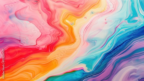 Vibrant Rainbow Marble Ink, a captivating display of fluid designs in bright colors, showcasing dynamic swirls and rich textures for an abstract artistic experience.