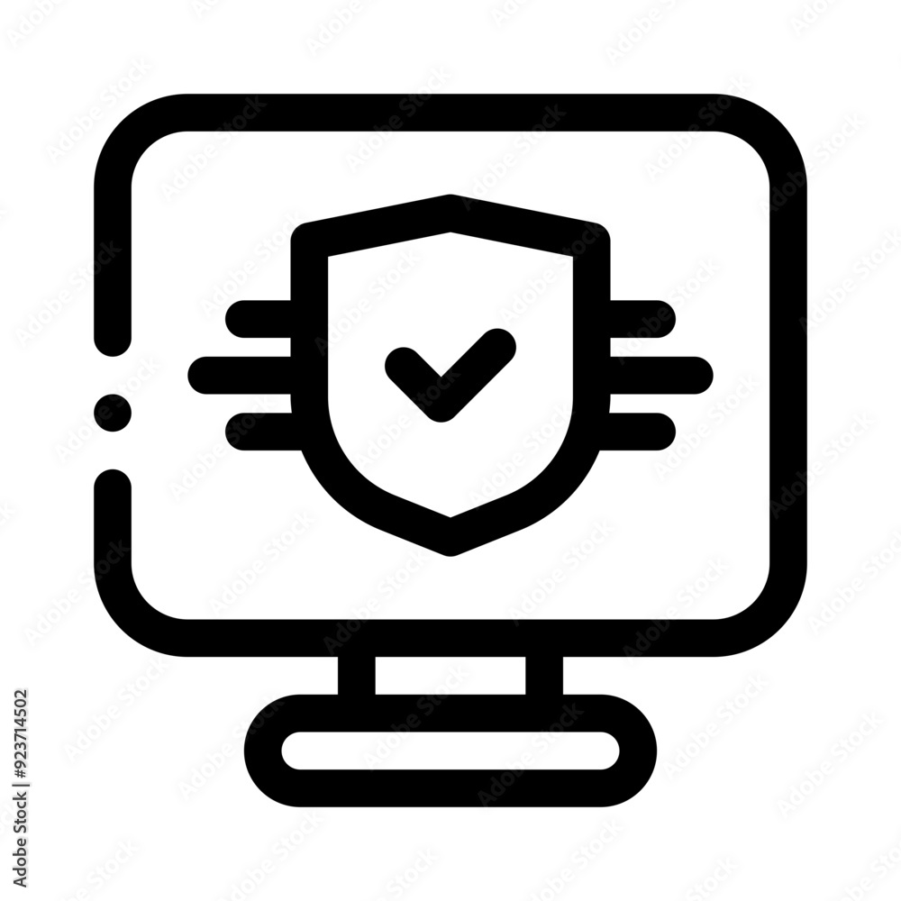 desktop security line icon desktop security line icon