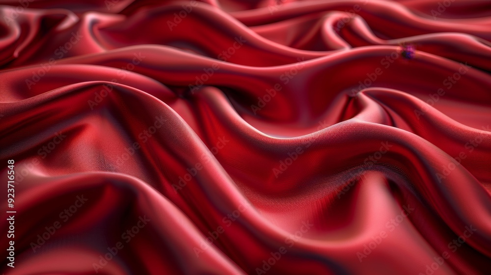 Obraz premium High-quality image of elegant deep red draped satin with glittering details, showcasing luxury and texture.