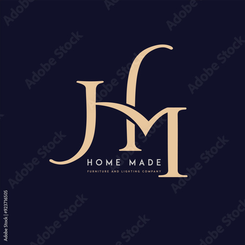 The Power of a HM Letter  Logo Initial letter hm, mh, m, h elegant and luxury Initial with Rectangular frame minimal monogram logo design vector template