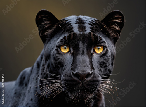 Majestic Black Panther Staring Intently in the Evening Light of a Dense Jungle