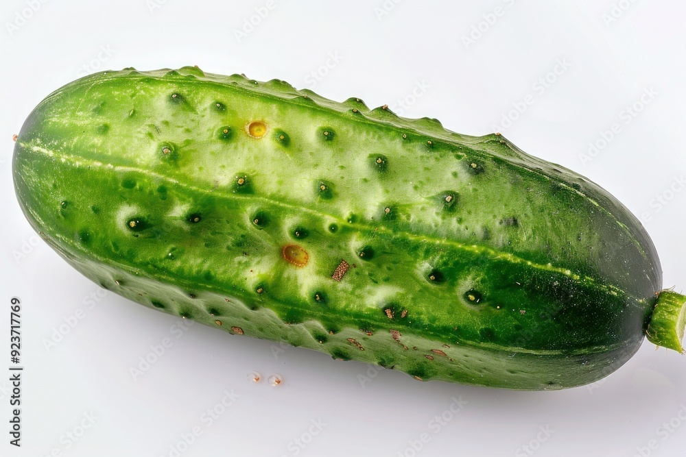 A fresh, green cucumber with a bumpy skin, isolated on a pure white background A fresh, green cucumber with a bumpy skin, isolated on a pure white background