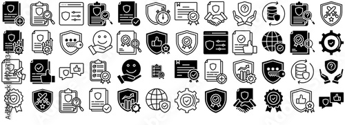 A Collection Of Quality Assurance Isolated Silhouette Solid Icons With Development,Quality,Security,Assurance,Shield Pictograms And Infographics Design Elements Vector Illustration