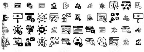 Mega Set Of Vector Online Marketing Icons Web Header Banner Design Containing Video,Marketing,Web,Advertising,Ads Vector Icon Set Linear Pictogram Pack