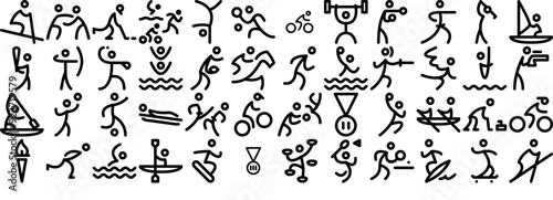 Set Of Linear Olympic Games Isolated Silhouette Solid Icons With Olympic-Games,Winter,Cycling,Athlete,Sport Outline Icons Collection. Simple Vector Illustration