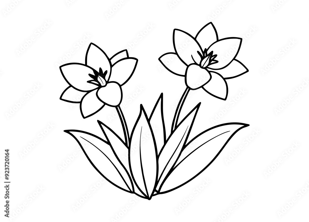 spring flowers vector illustration, line art spring flowers vector illustration, line art