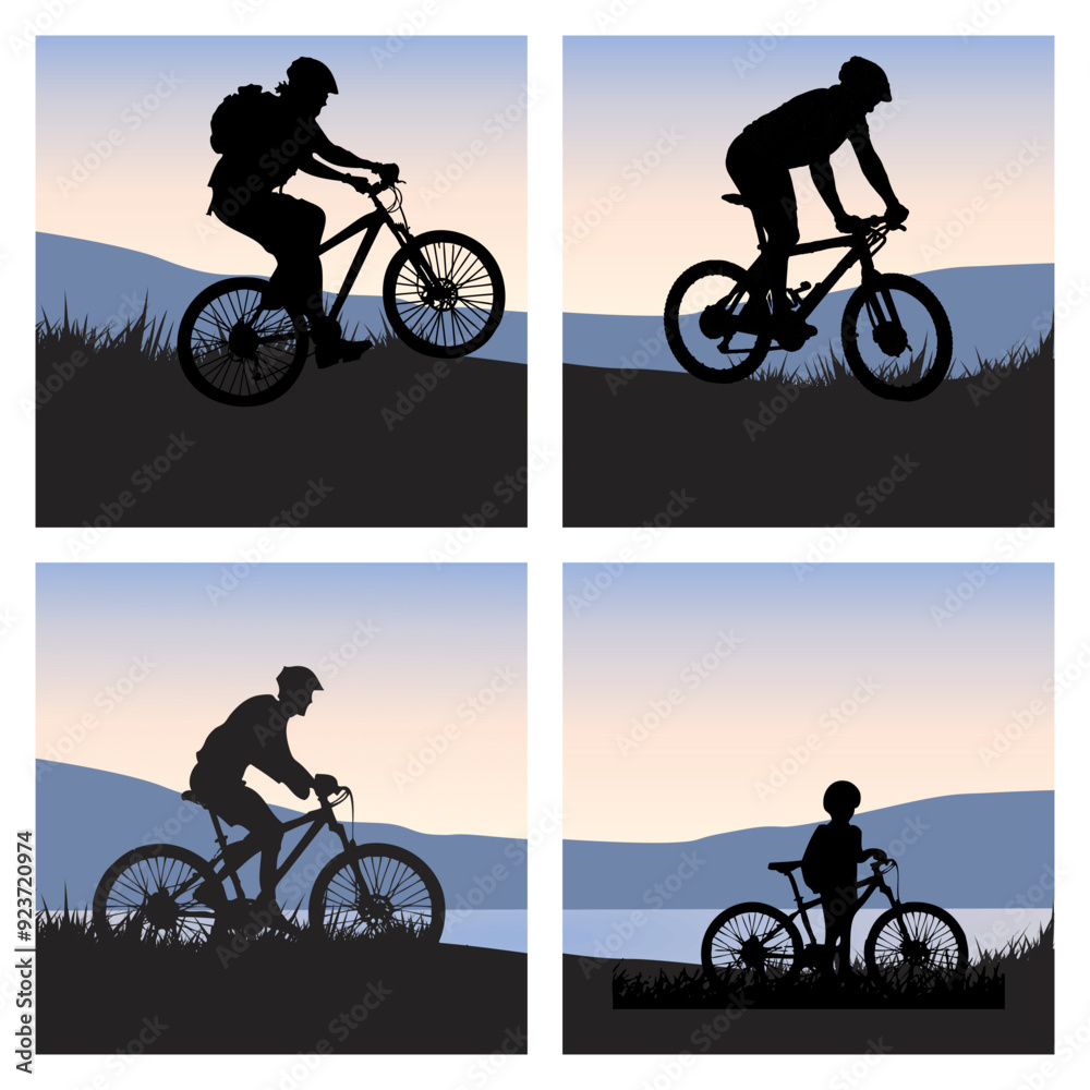 Naklejka premium Beautiful Mountain Cycling Vector Pack 