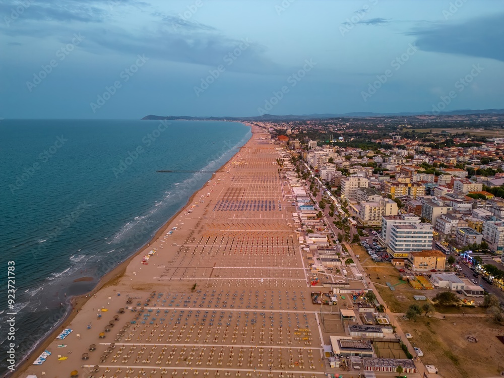 Obraz premium Rimini beach in the evening. Italy, Emilia Romagna
