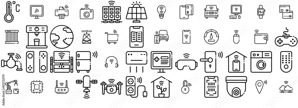 A Collection Of Internet Of Things Lineart Isolated Silhouette Solid Icons With Computer,Digital-Technology,Iot,Camera,Internet-Of-Things Set Vector Flat Line Icons A Collection Of Internet Of Things Lineart Isolated Silhouette Solid Icons With Computer,Digital-Technology,Iot,Camera,Internet-Of-Things Set Vector Flat Line Icons