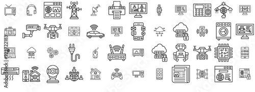 Set Of Internet Of Things Isolated Silhouette Solid Icons With Security,Technology,Device,Screen,Internet Pictograms And Infographics Design Elements Vector Illustration