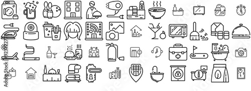 Set Of Hotel Vector Symbols Apps, Websites Ui Designs Suitable For Hotel,Holidays,Food-And-Restaurant,Food,Sports-And-Competition Infographic Simple Vector Illustration Logo