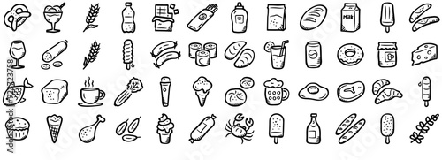 Mega Set Of Vector Food Vector Symbols Apps, Websites Ui Designs Suitable For Start,Serious,Pastry,Bakery,Food Solid Icon Collection. Vector Illustration