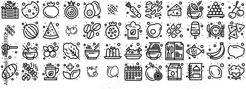 Set Of Food Bold Line Icons Collection Isolated Silhouette Solid Icons Including Kitchen,Fruit,Vegetable,Food,Healthy-Food Vector Illustration Linear Pictogram Pack