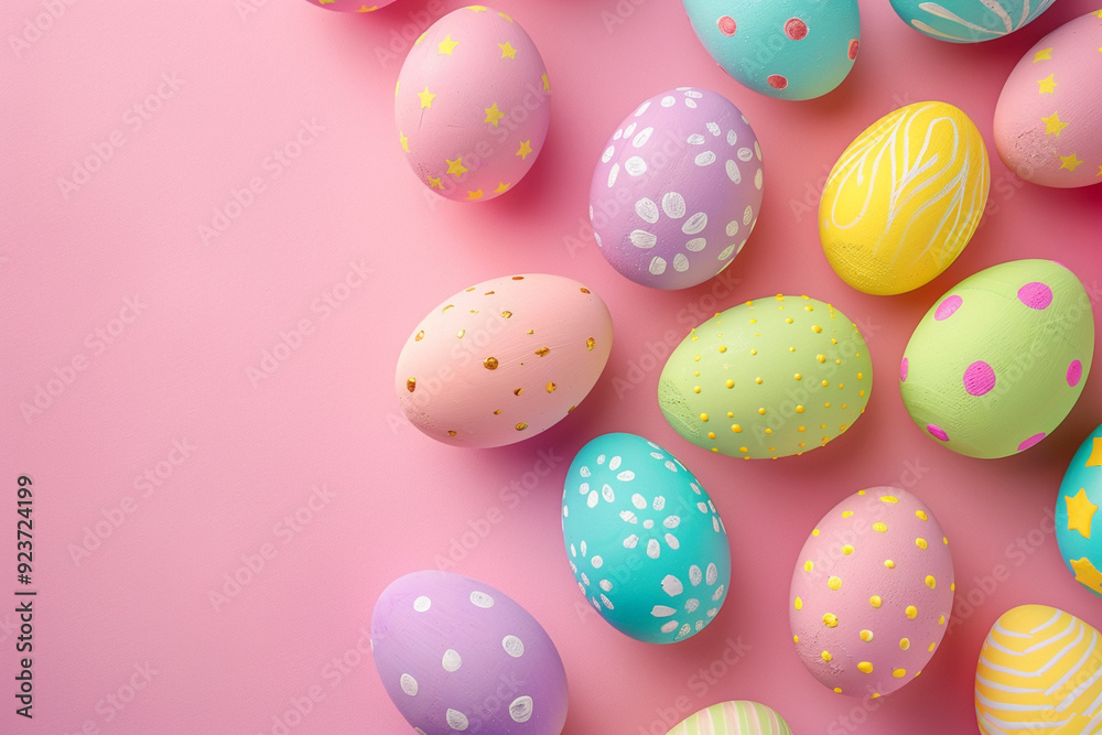 Colorful Easter Eggs on Pink Background Colorful Easter Eggs on Pink Background