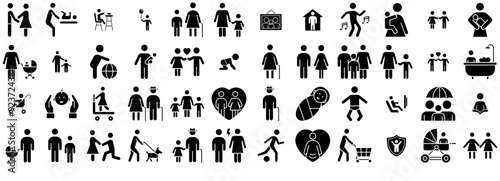 Mega Set Of Vector Family Isolated Silhouette Solid Icons With Kid,Father,Baby,Woman,Child Vector Icon Set Linear Pictogram Pack
