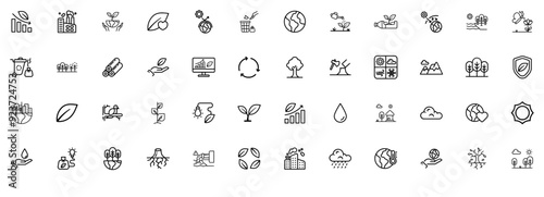 Mega Set Of Vector Environment Icons Web Header Banner Design Containing Leaf,Plant,Nature,Ecology,Environment Vector Icon Set Linear Pictogram Pack