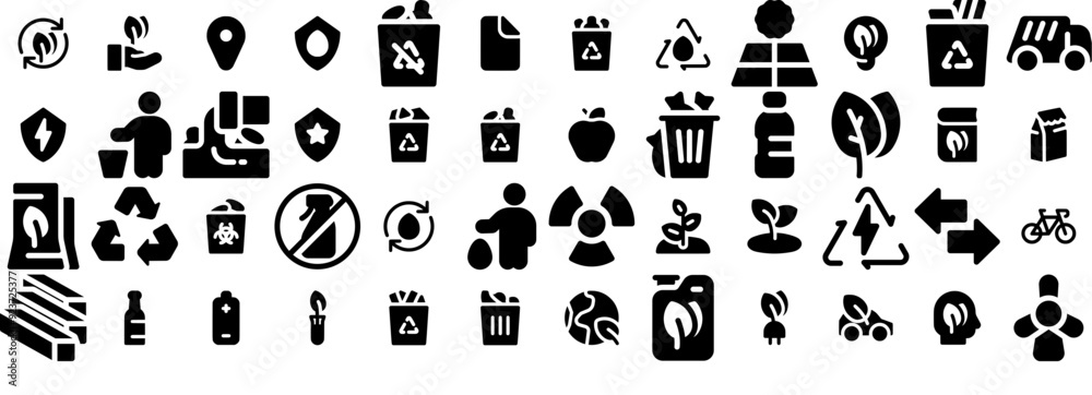 Set Of Ecology Solid Icons Collection Isolated Silhouette Solid Icons Including Recycle,Eco,Green,Container,Ecology Stroke Icon Collection. Vector Illustration Set Of Ecology Solid Icons Collection Isolated Silhouette Solid Icons Including Recycle,Eco,Green,Container,Ecology Stroke Icon Collection. Vector Illustration