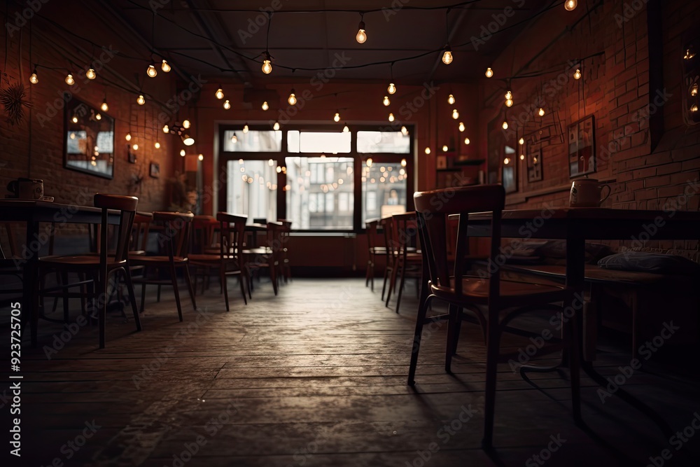 wooden cafe interior with lights wooden cafe interior with lights