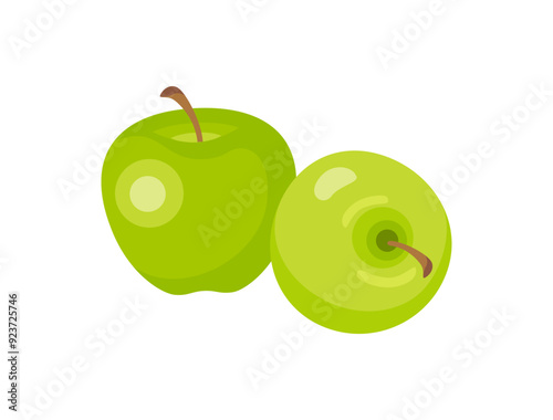 Green apples. Vector cartoon flat illustration. Fresh fruits icon. 