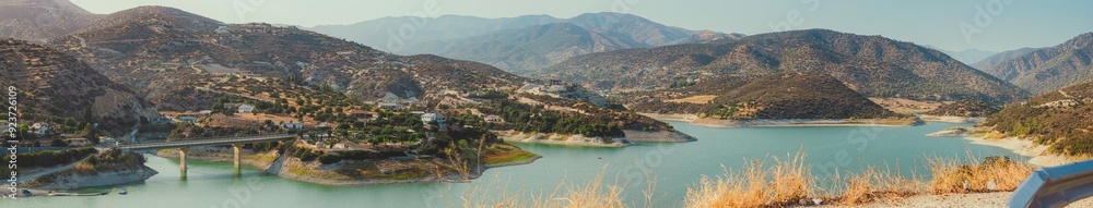 Obraz premium Panorama from a height on the reservoir