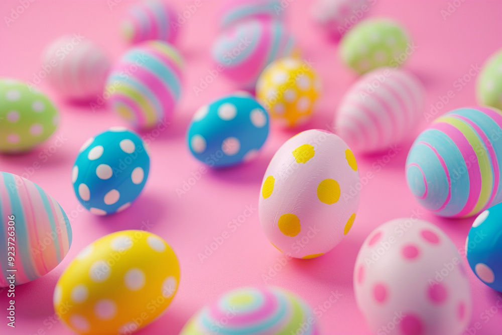 Colorful Easter Eggs on Pink Background Colorful Easter Eggs on Pink Background