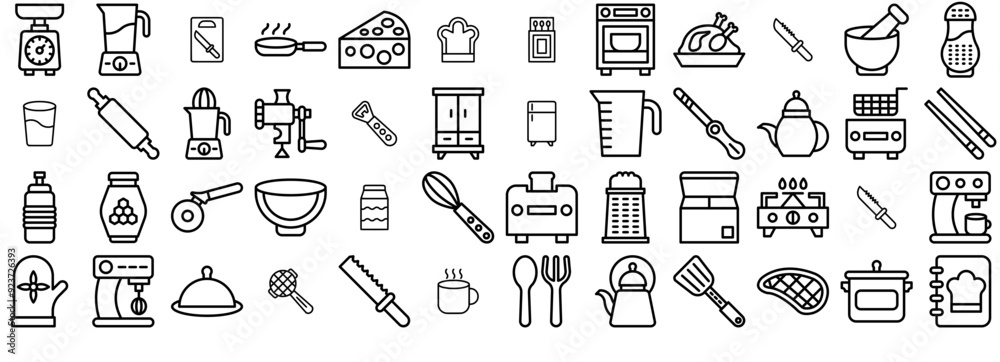 A Collection Of Cooking Vector Symbols Apps, Websites Ui Designs Suitable For Food,Cooking,Cut,Knife,Cutting Vector Icon Set Linear Pictogram Pack