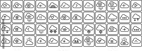 Set Of Cloud 2 S3 Regular Vector Symbols Apps, Websites Ui Designs Suitable For Online,Cloud,Lines,Activity,Web Vector Illustration Linear Pictogram Pack