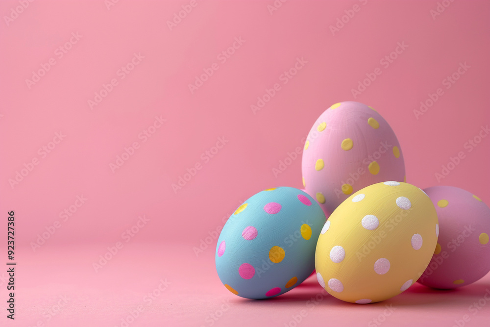 Easter Eggs on Pink Background