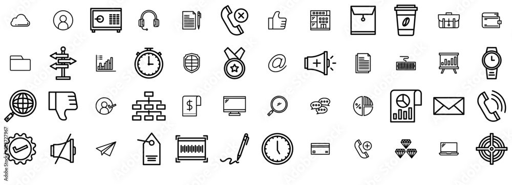 A Collection Of Business Line Icons Collection Isolated Silhouette Solid Icons Including Paper,Time,Telephone,Payment,File Pictograms And Infographics Design Elements Vector Illustration A Collection Of Business Line Icons Collection Isolated Silhouette Solid Icons Including Paper,Time,Telephone,Payment,File Pictograms And Infographics Design Elements Vector Illustration